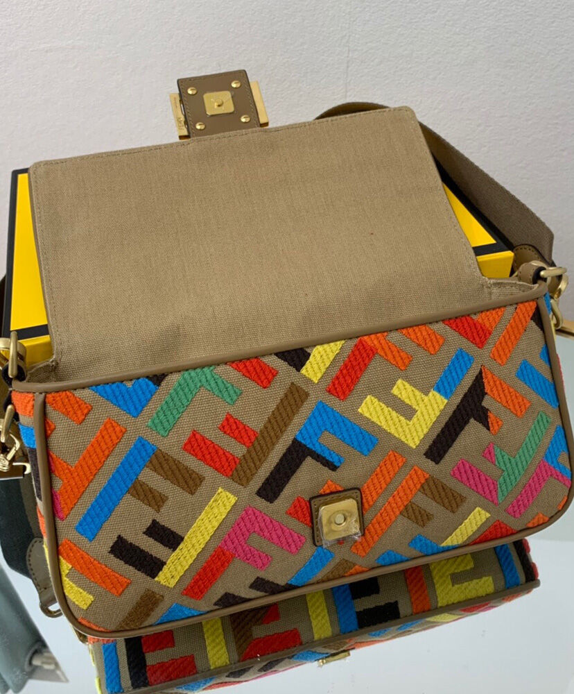 Fendi Baguette Multicolor FF Canvas Bag 8BR600 Polychrome